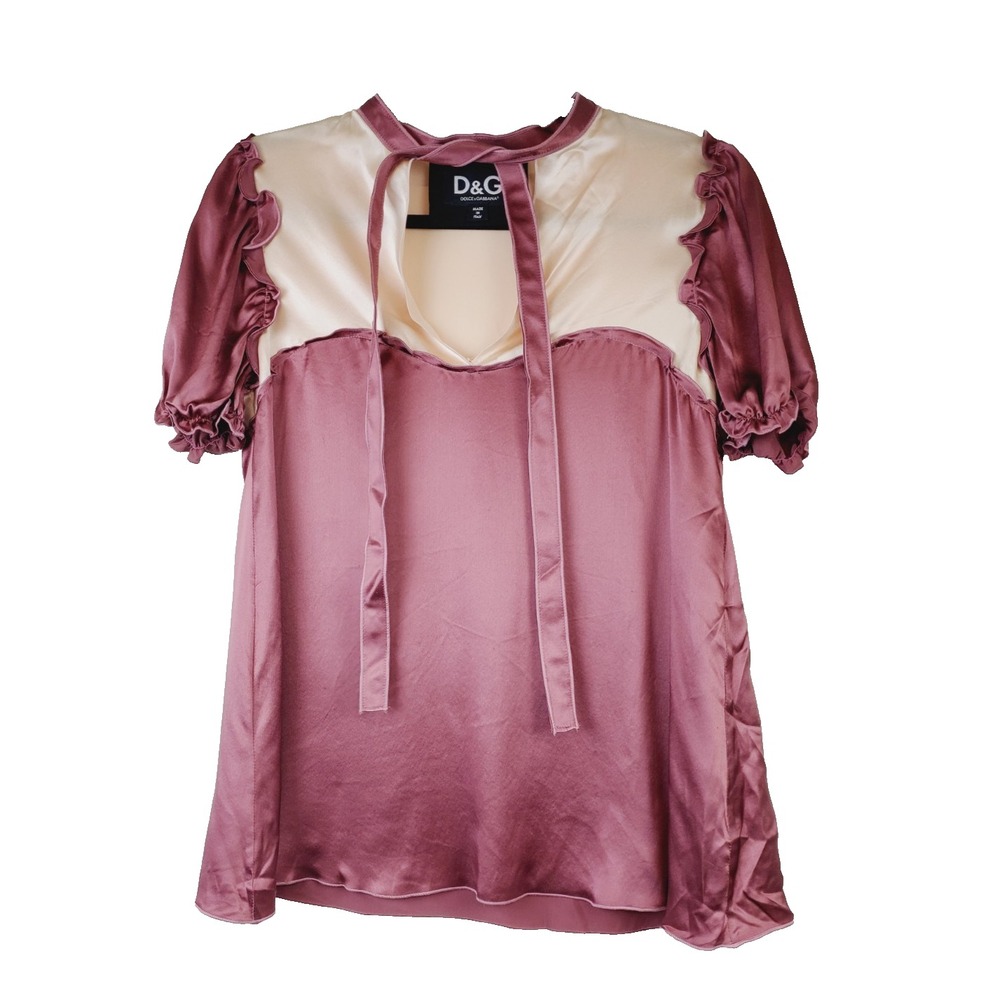 Dolce & Gabbana DESIGNER Womens 40 Top 100% Silk Luxury Ruffles Made Inโ Italy